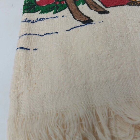 Vintage Cecil Saydah Christmas Fringe Kitchen Towel Pair Tree Reindeer New READ - Picture 8 of 12